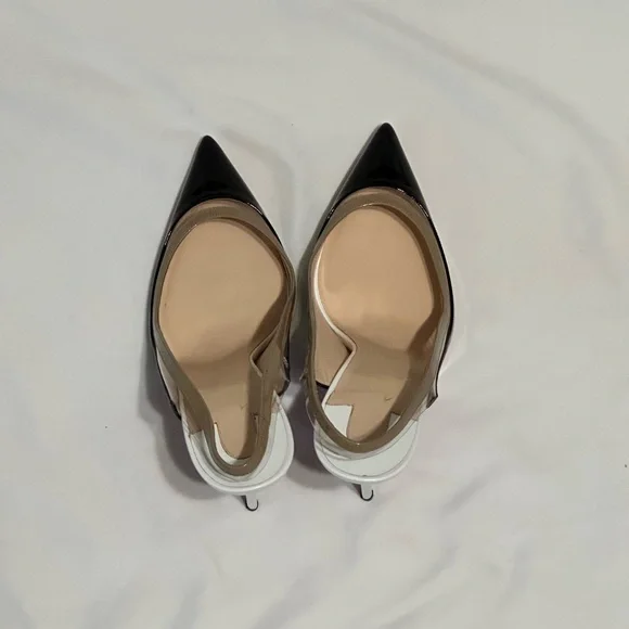 Christian Louboutin Paulina Sling 100 Patent/PVC Black, Nude, and White Heels - Picture 10 of 12